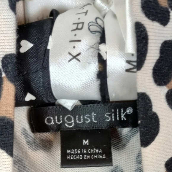 Animal Print Top Medium Keyhole Front Mock Neckline Cheetah Leopard August Silk - Picture 4 of 6